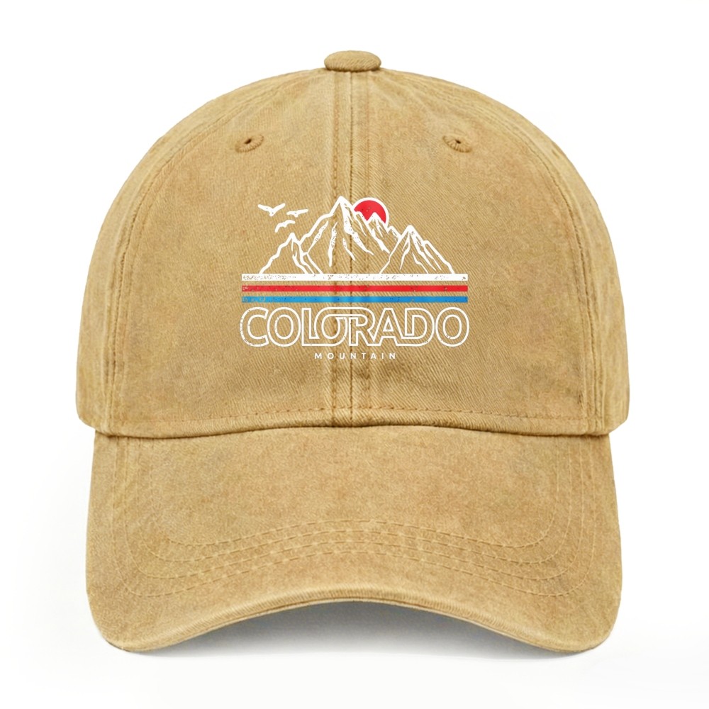 Colorado Mountain Outdoor Nature State Pride Casual Unisex Washed Baseball Cap