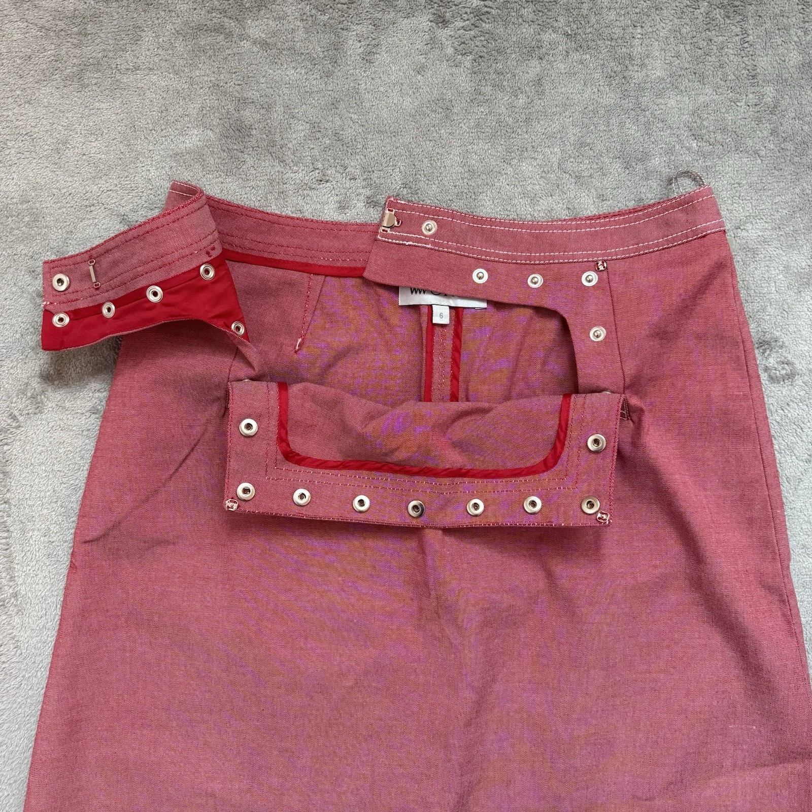 WORTH Short A-Line Skirt Pink Light Red Sailor Snap Cotton Women’s Size 6 NWT