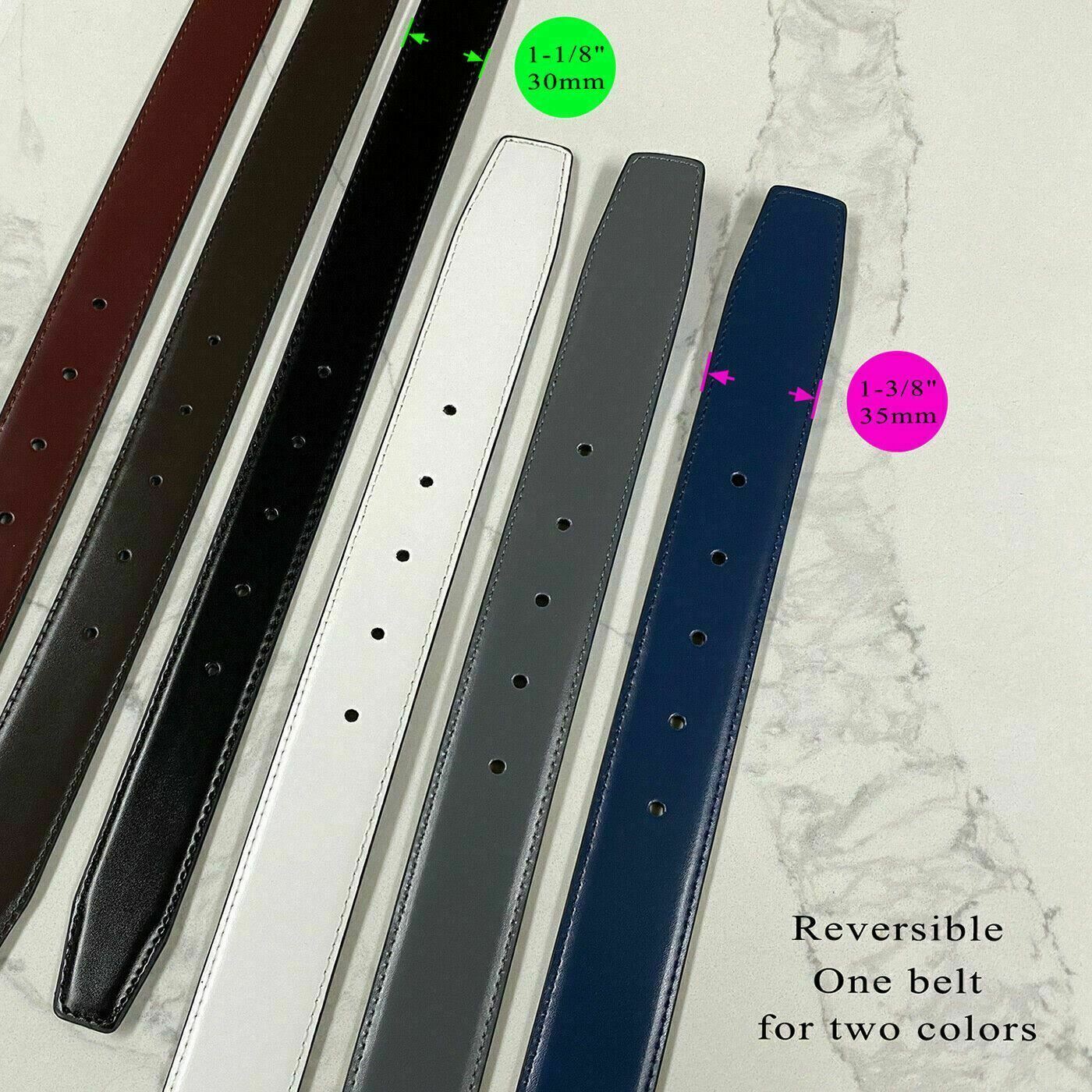 Reversible Belt Strap Replacement Genuine Leather 1-3/8″(35mm) Wide