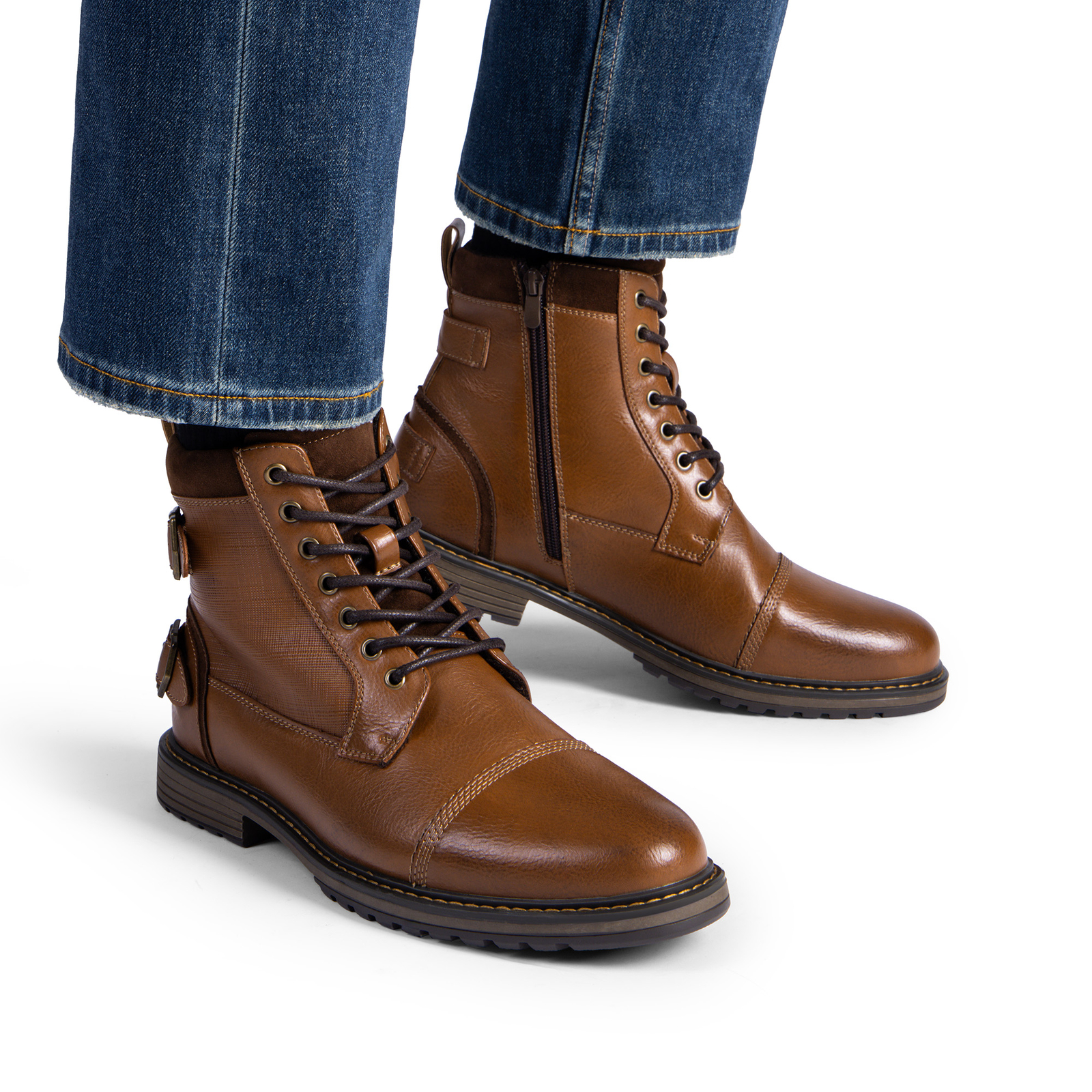 Men Motorcycle Boots Combat Riding Oxford Dress Chelsea Leather Shoes
