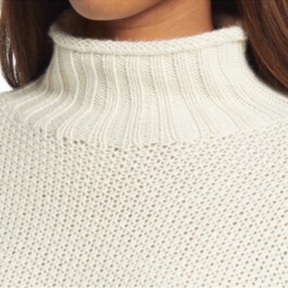 Reformation Poste Baby Alpaca Turtleneck Knit Sweater Cream XS