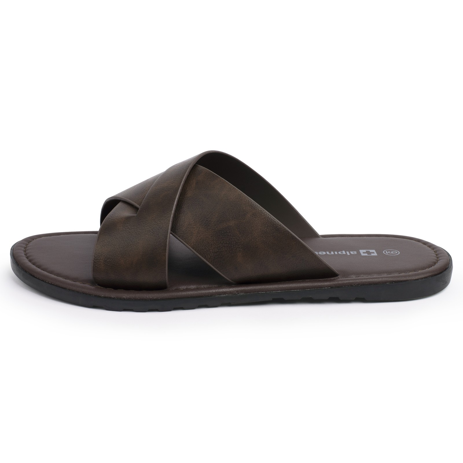 Alpine Swiss Hugo Mens Vegan Leather Slide Sandals Dressy Comfy Indoor Outdoor