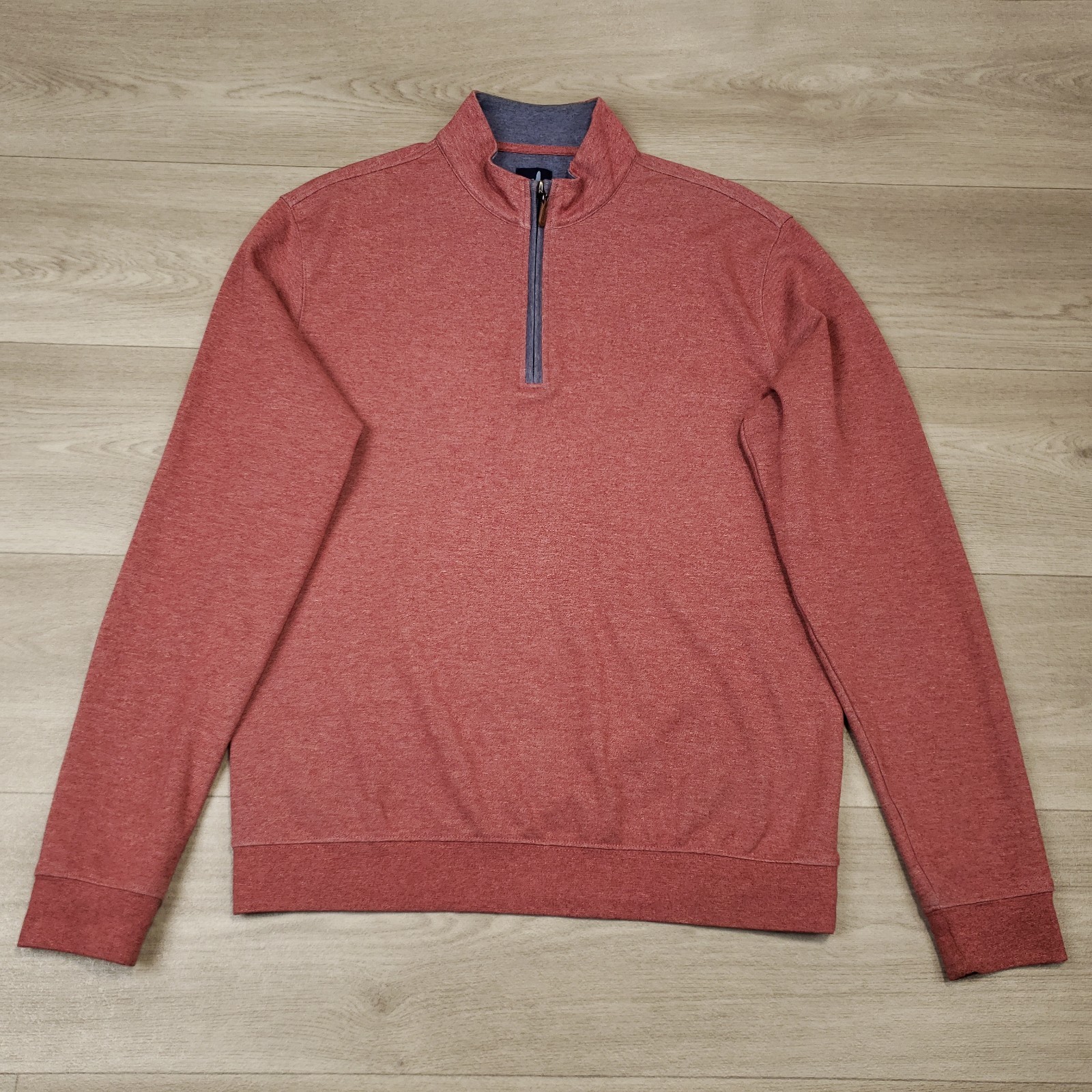 Johnnie-O Sully 1/4 Zip Pullover Men Medium Red Mock Neck Long Sleeve Cotton Bld