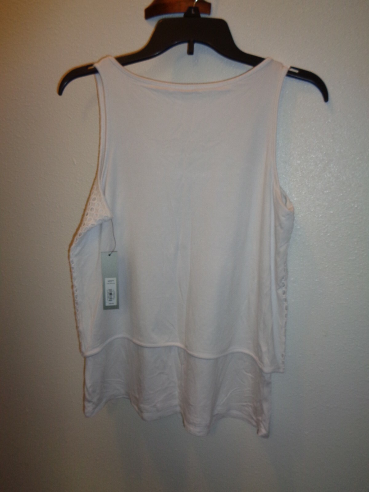Apt. 9 Crochet Cropped 2-Fer White Tank Top Size Medium NWT