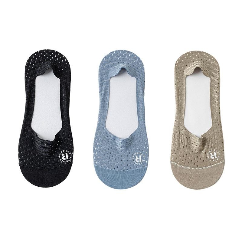 3 Pairs Men’s Boat Socks Summer Ultra-thin Breathable Casual Sock Slippers Silic