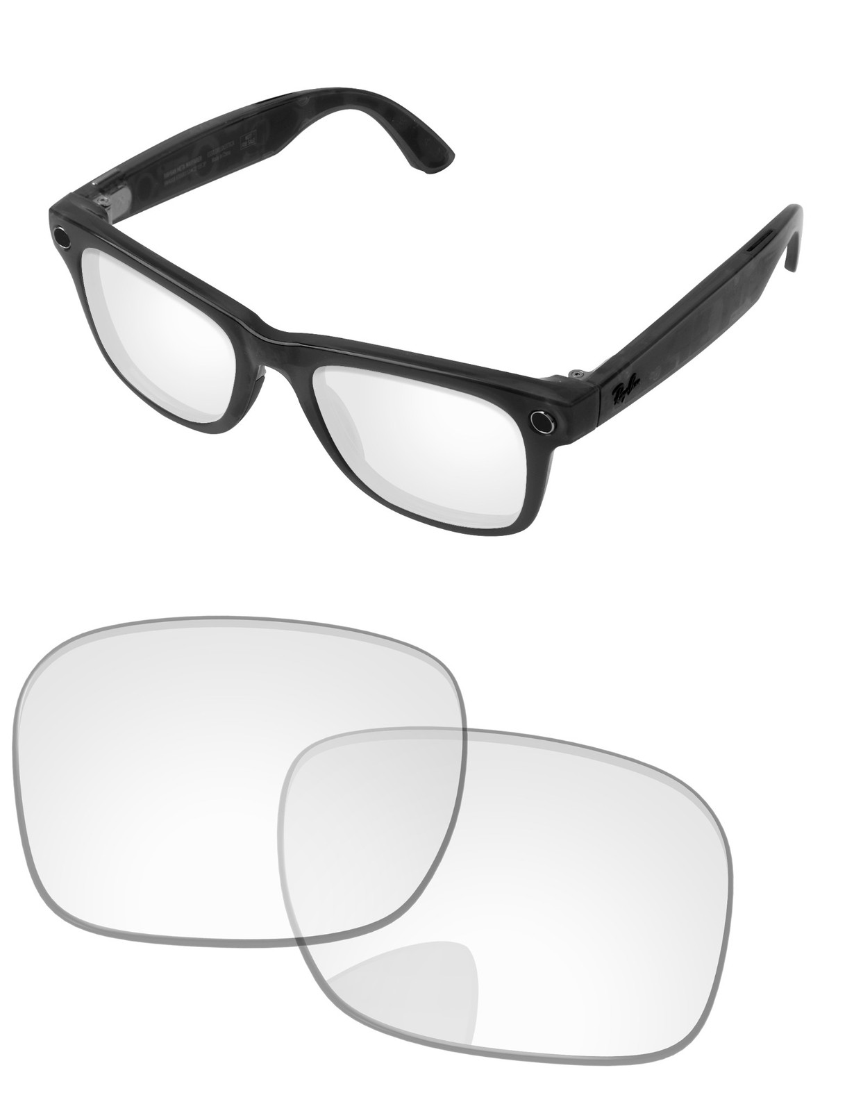 Lenslog Clear Non-Polarized Replacement Lens For-Ray-Ban Meta Wayfar RW4006-50mm