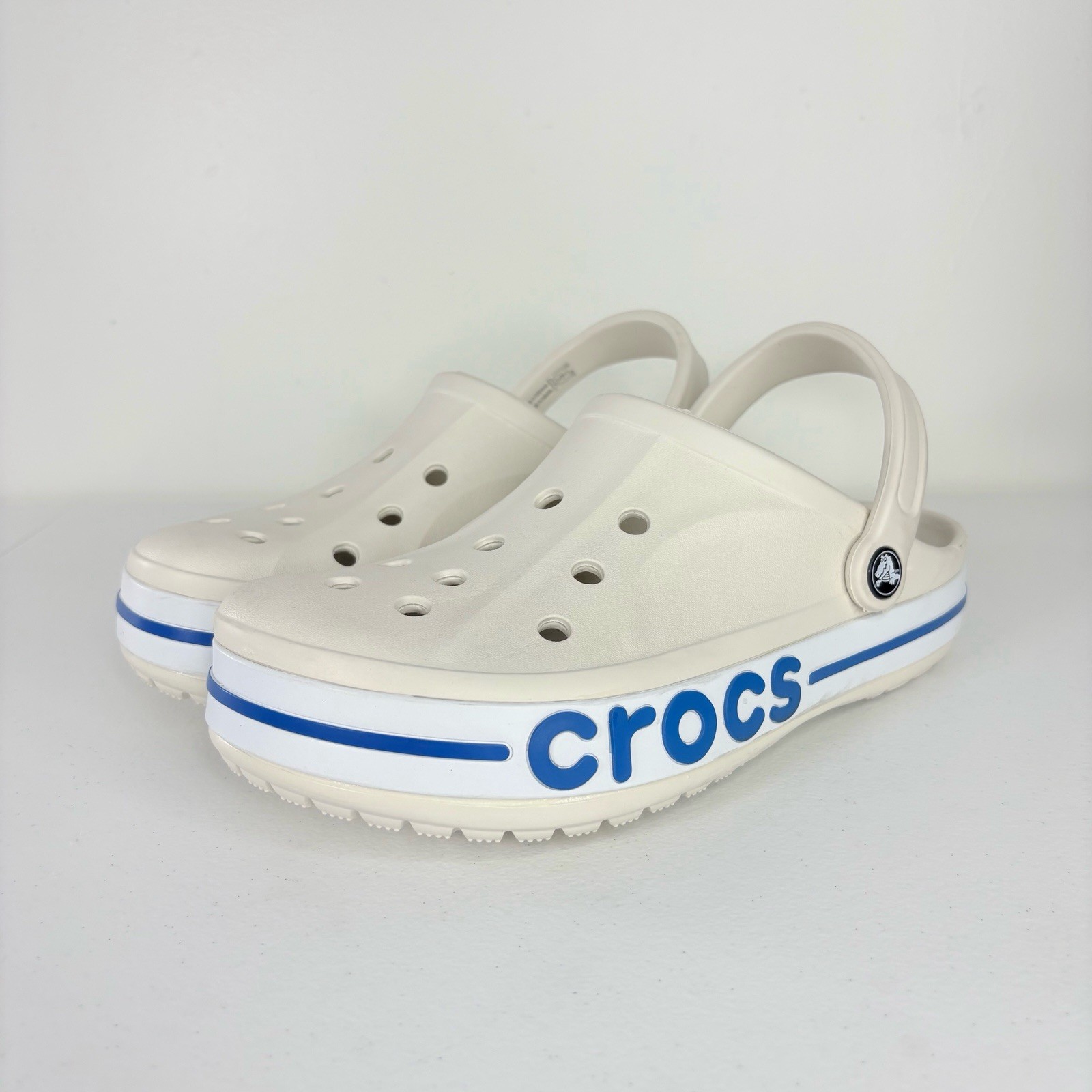 Crocs Bayaband Clogs M 9 W 11 White Blue Casual Comfort Orthopedic Resort