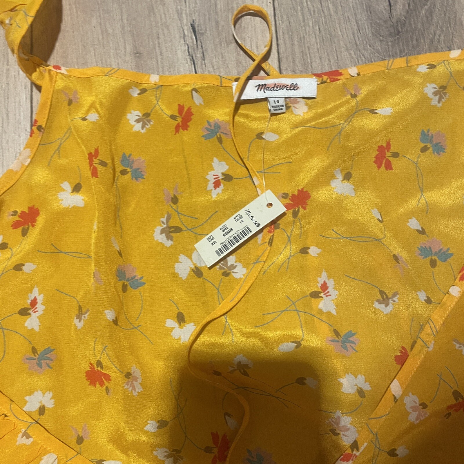 MADEWELL SIZE 14 Silk Wrap Cami Top in Painted Carnations J2992