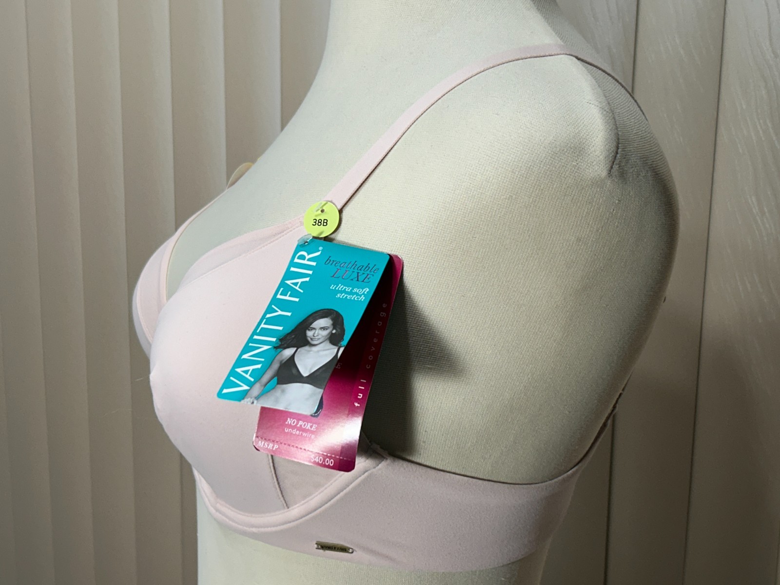 Vanity Fair Underwire T Shirt Bra 38B Breathable Luxe No Poke Wire Pink 75237