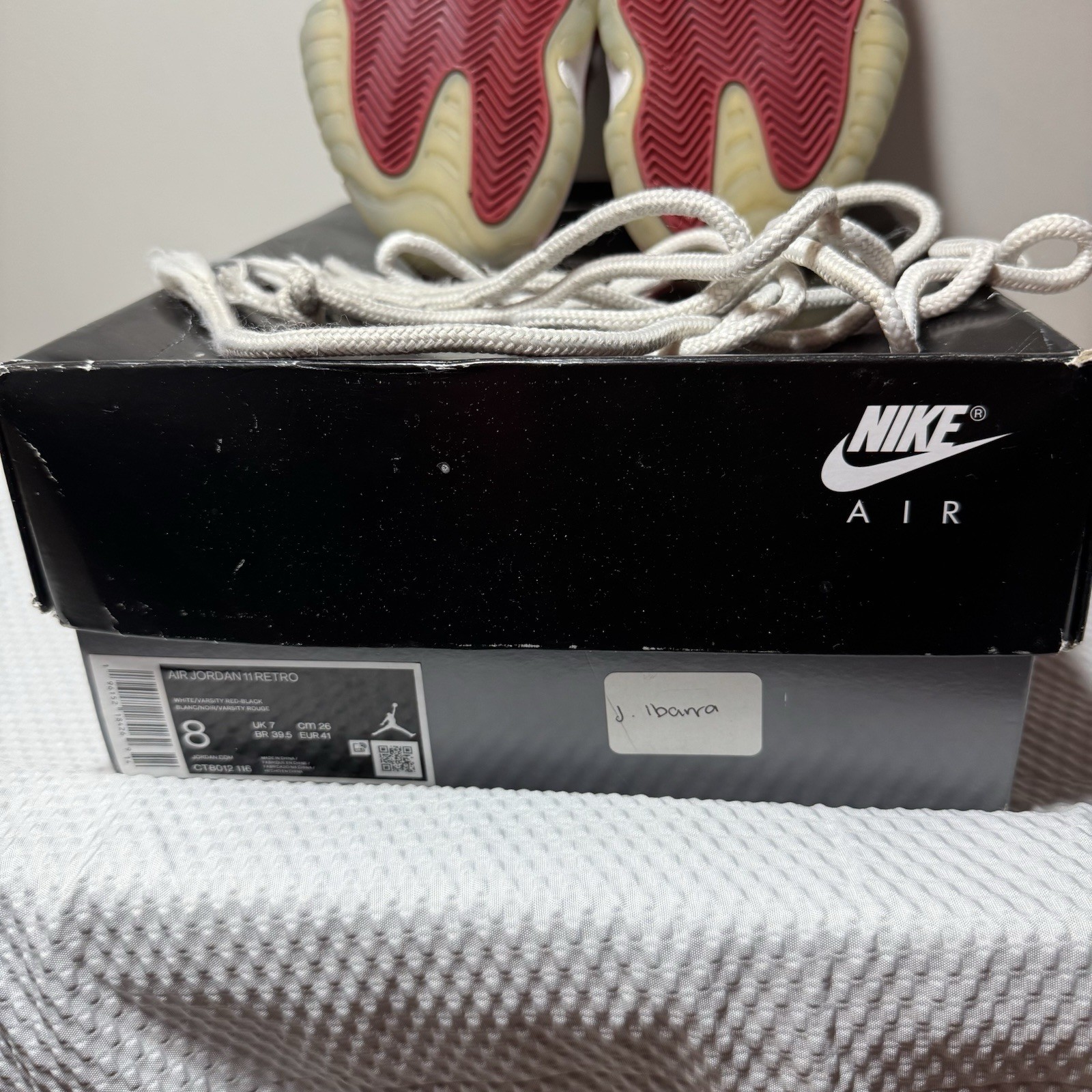 Jordan 11 Retro High Cherry 8 Pre-Owned CT8012-116 Red White W Box Lace Issue