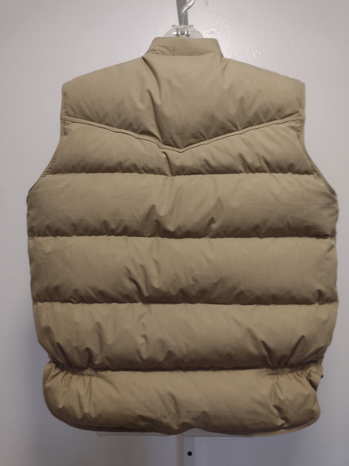VTG 80s Pacific Trail Reversible Down Vest Tan/Blue Nylon Poly Cotton L