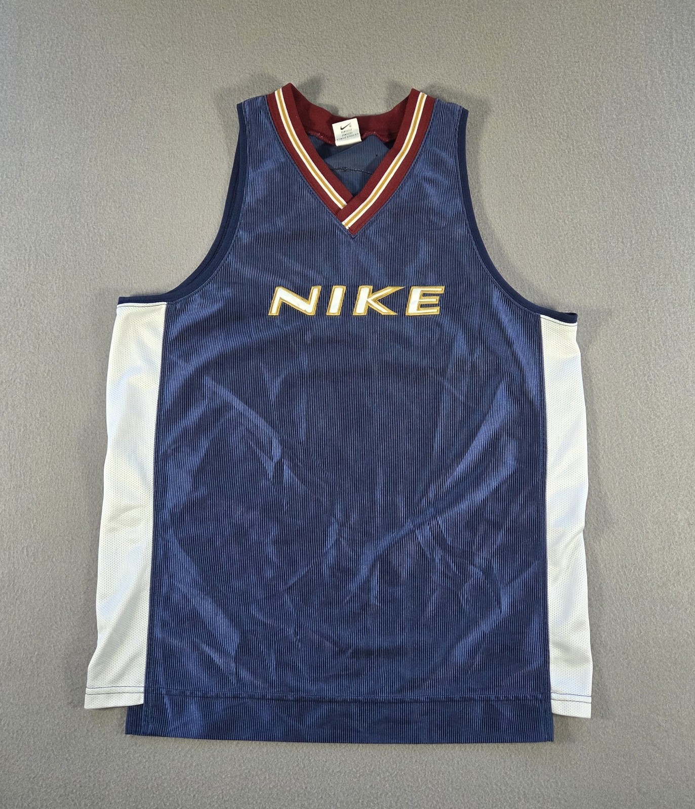 Vintage Nike Jersey Mens Large Blue Basketball Tank Top Dazzle Silky 90s Satin