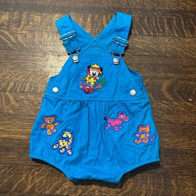 Vintage The Disney Store Jungle Tails Minnie Mouse Blue Bubble Romper 6 Months