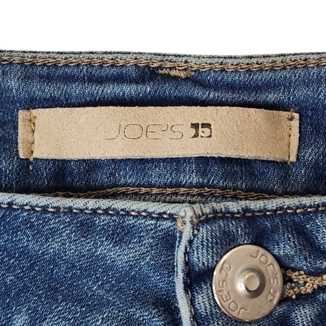 Joe’s Jeans Blanche Skinny Ankle Jeans 31 Blue Raw Hem Whiskered Stretch Denim