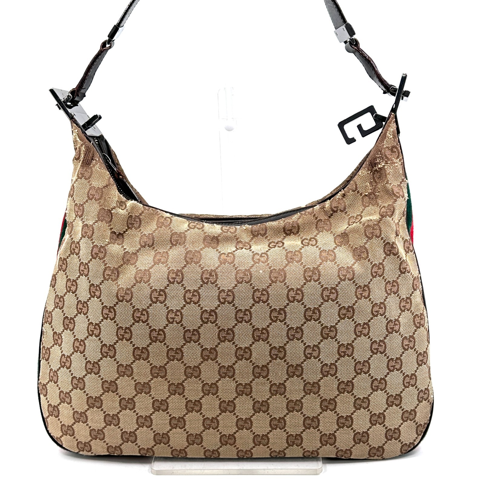 Gucci Sherry Line GG Canvas Leather Shoulder Bag 001.3341 Brown Authentic