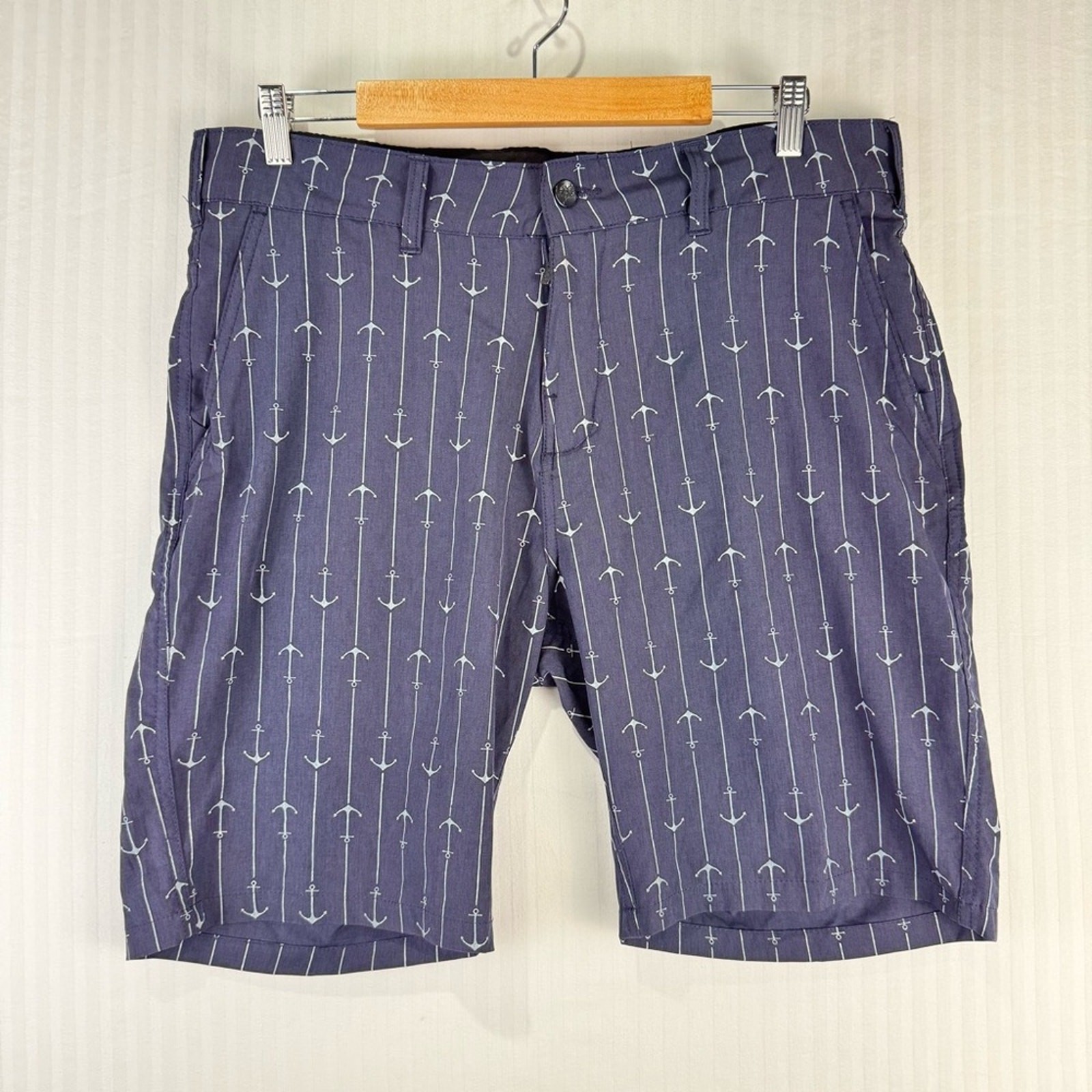 TRUNKS Multi-Functional Shorts Navy Blue Anchor Print Men’s Size 34 Surf & Swim