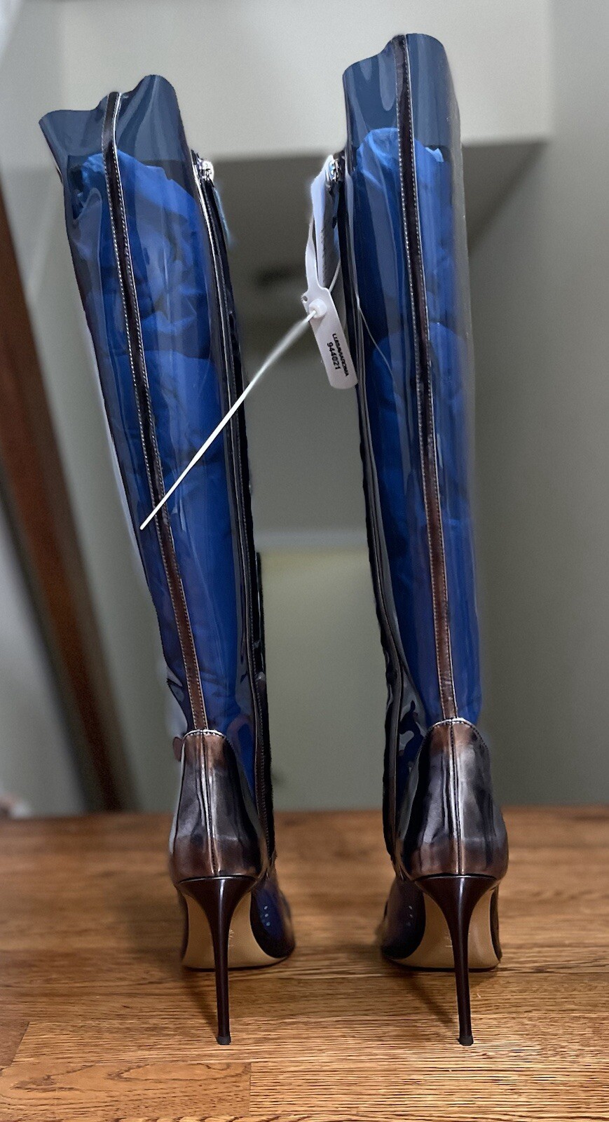 ALEXANDRE VAUTHIER ALEX METALLIC KNEE-HIGH BOOTS CINA BLUE WOMENS SIZE 40 New