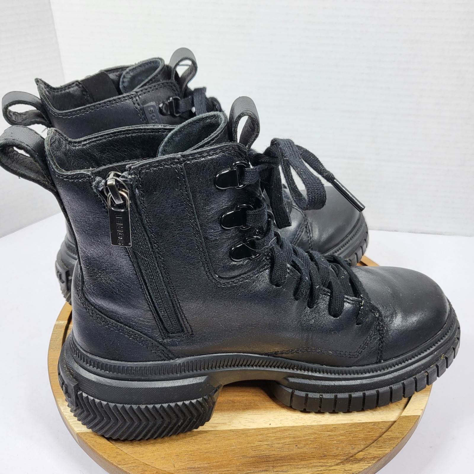 Sorel Brex Boot Lace Black Waterproof Leather Combat Boots NL5141-010 Womens 6.5