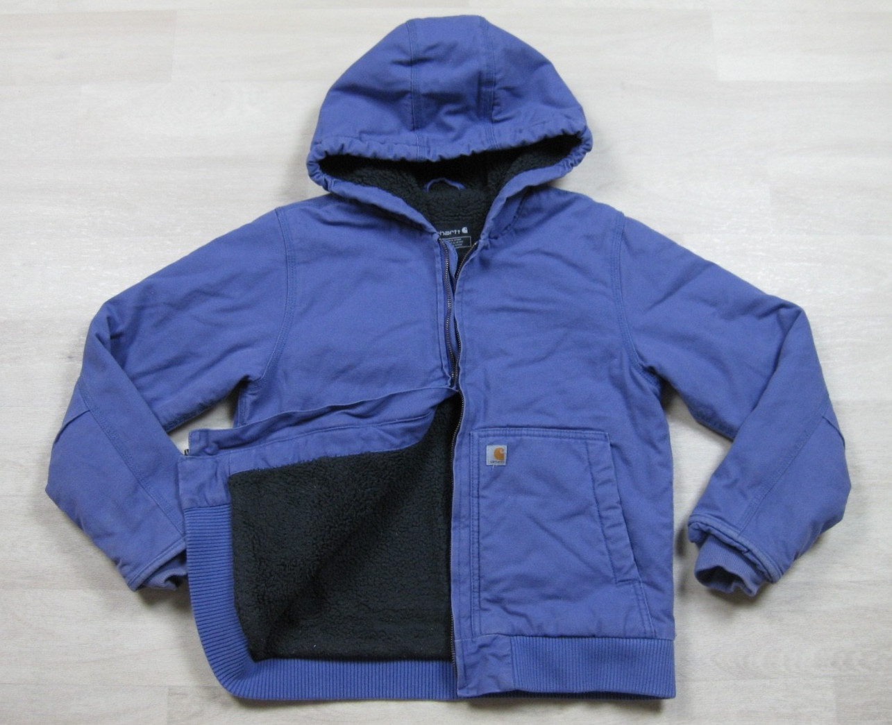 Carhartt Active Jacket Youth (L) Duck Canvas Workwear Sherpa Lined CP9564 BPK