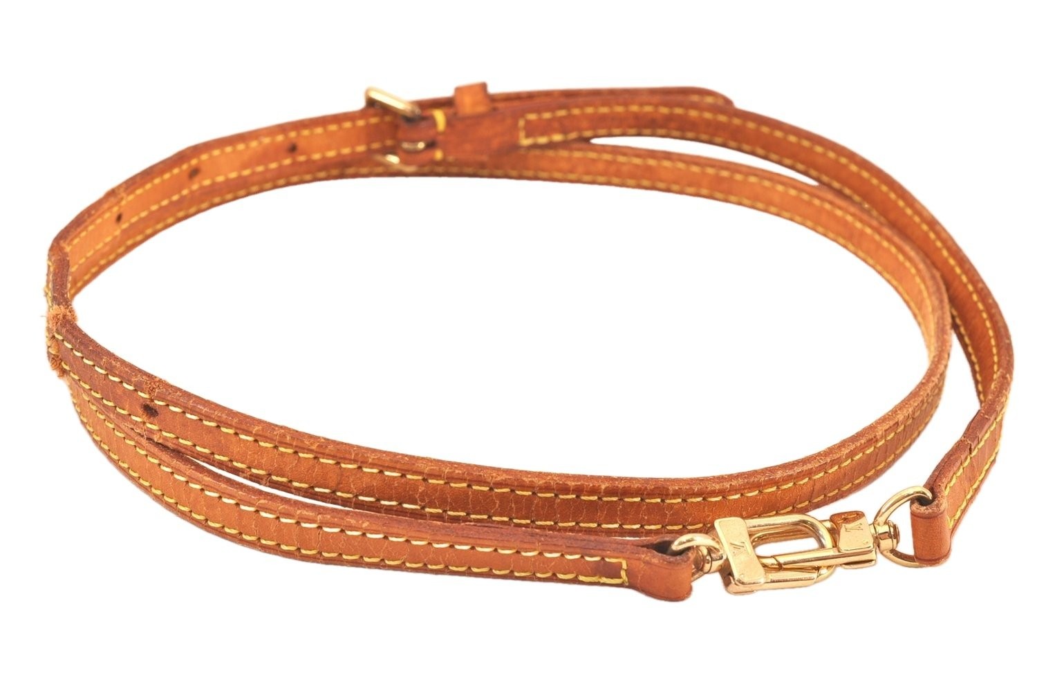 Authentic Louis Vuitton Leather Shoulder Strap Beige LV AB513