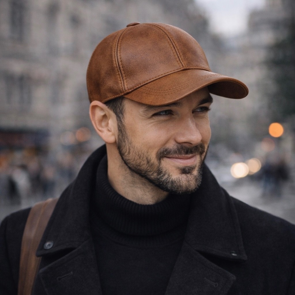 Vintage Leather Baseball Cap Hat – 100% Genuine Sheepskin Leather Hat