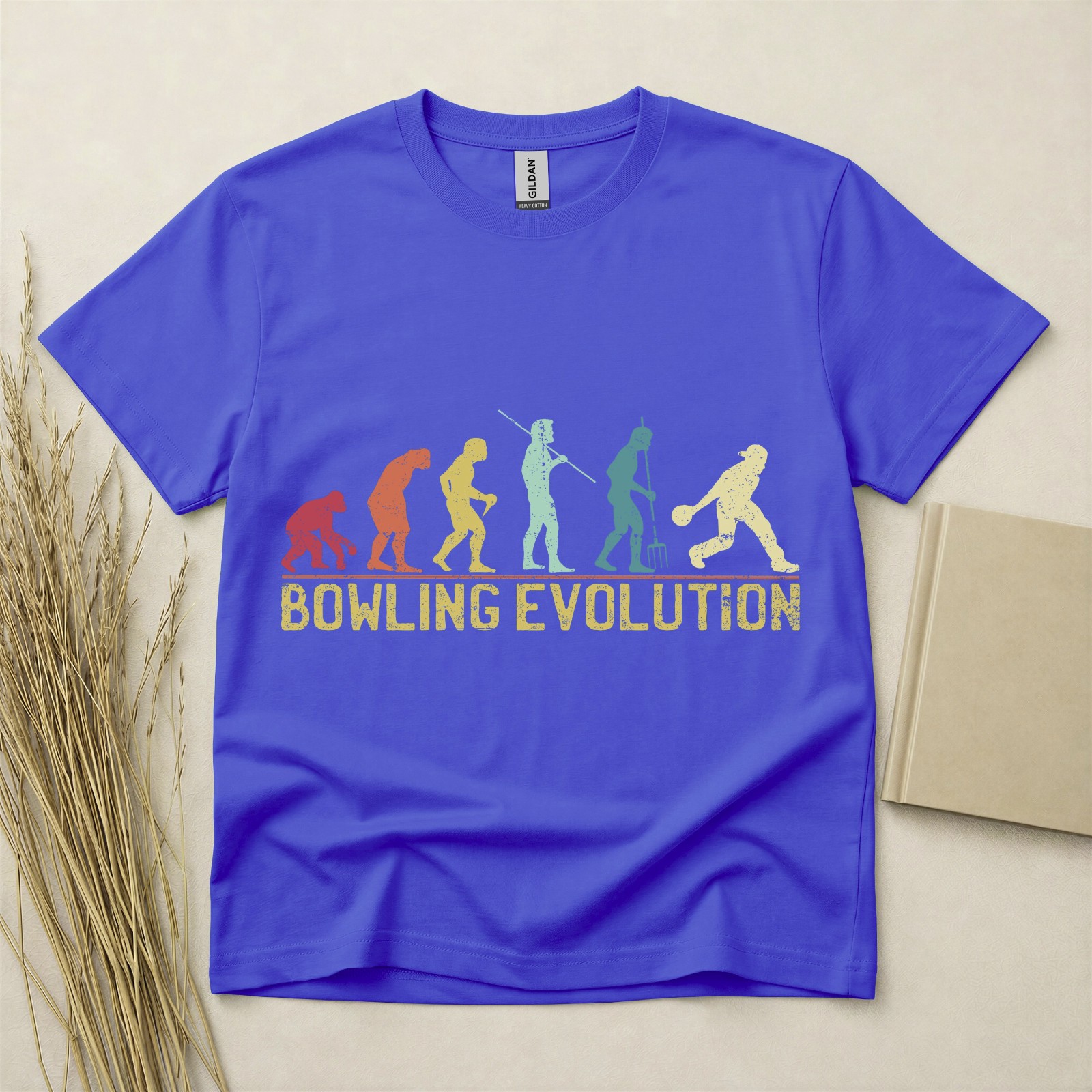 Bowling Evolution T Shirt Funny Bowler Gift Retro Sports Tee Gildan Cotton Top
