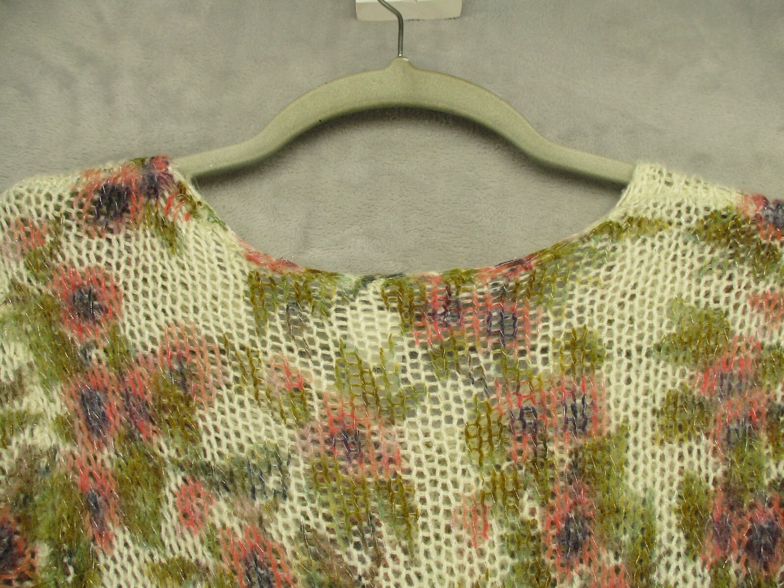 LC Lauren Conrad Sweater Women’s Small Ivory Pink Blue Green Floral Long Length