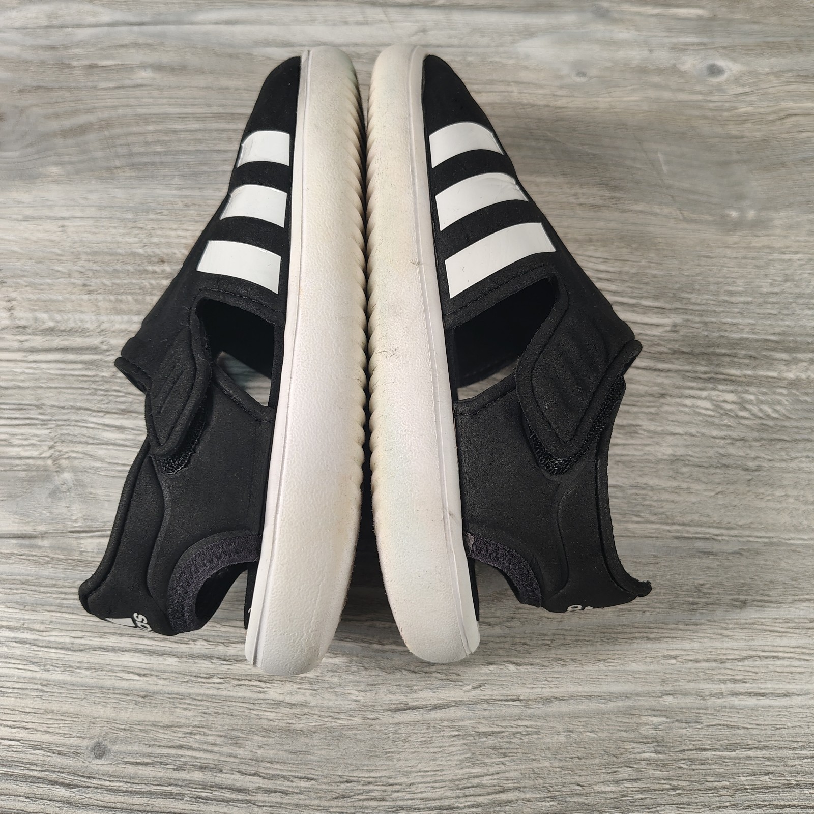 Adidas Toddler Unisex 11K Black White Slip On Water Shoes Pool Beach EUC