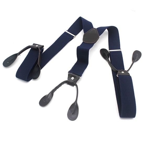 6 Button Holes Link Men’s Suspenders Deep Coffee/Navy Blue/Wine Red 1.37″W 1PC