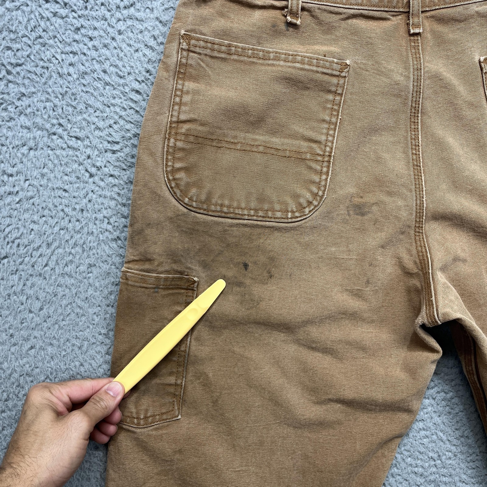 Carhartt FR Dungaree Fit Carpenter Pants Mens 36×30 Brown Canvas FRB229 Work
