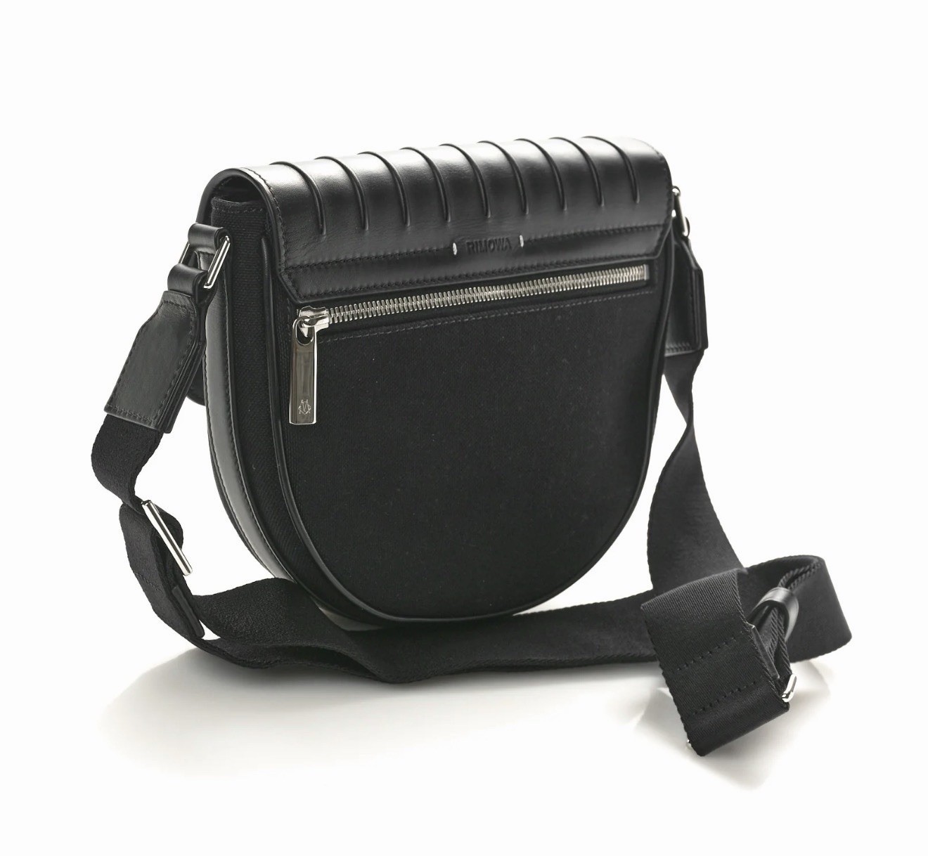 Authentic Guaranteed RIMOWA Never Still Black Canvas Leather Crossbody Flap Bag