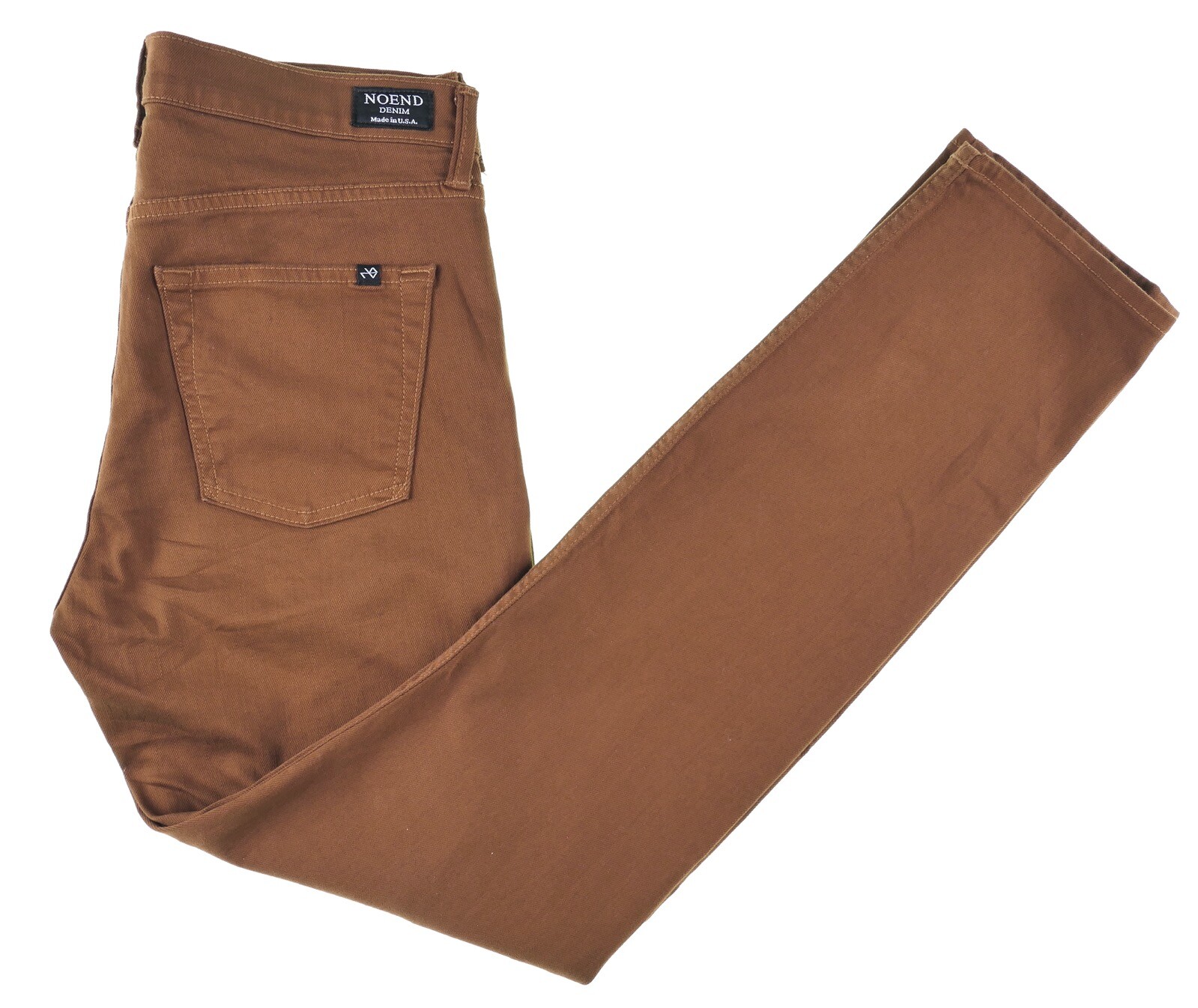NEW NOEND Made in USA Chocolate Brown Denim Mens Slim Fit Jeans 30 x 29