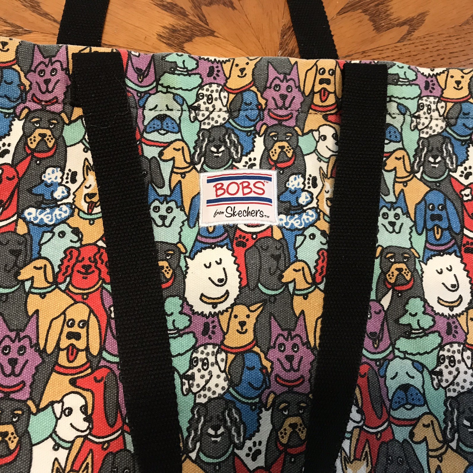 Bobs From Skechers Canvas Tote Bag Dog-Face Print featuring multiple dog breeds
