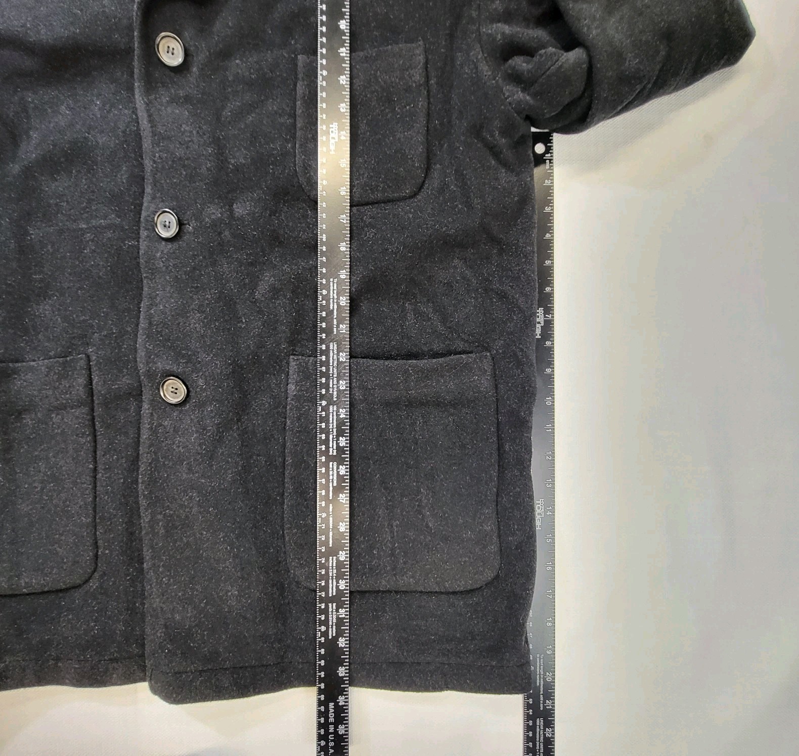 J. Riggings Jacket Men’s L Black Peacoat Wool Blend Chore Buttons Pockets Vtg