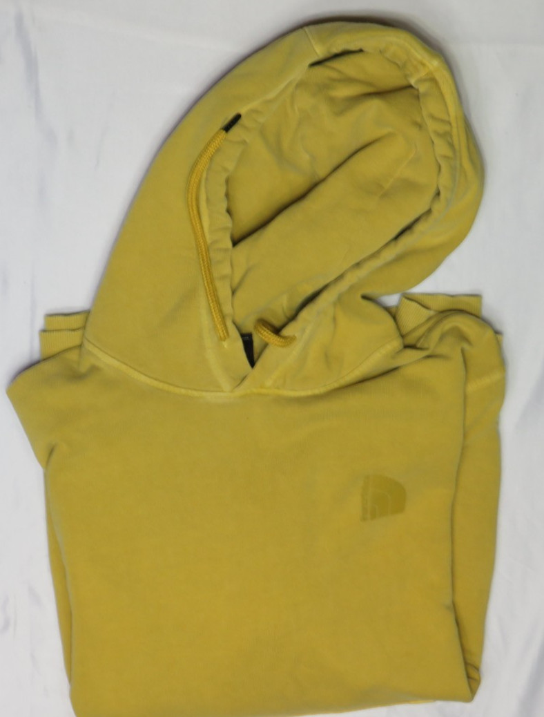 THE NORTH FACE MENS XL YELLOW FLEECE HOODIE LS NEVER STOP EXPLORING F22 A7UNW