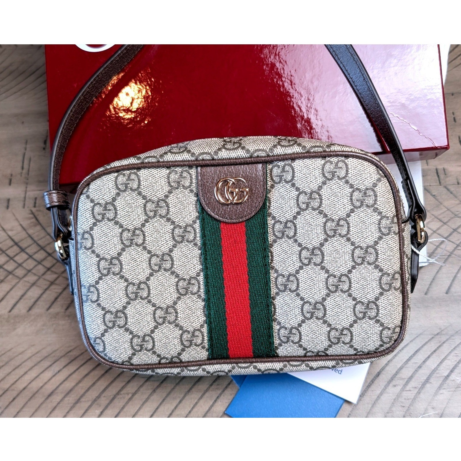 Gucci Ophidia GG Small Shoulder Bag Beige Ebony Canvas 517350