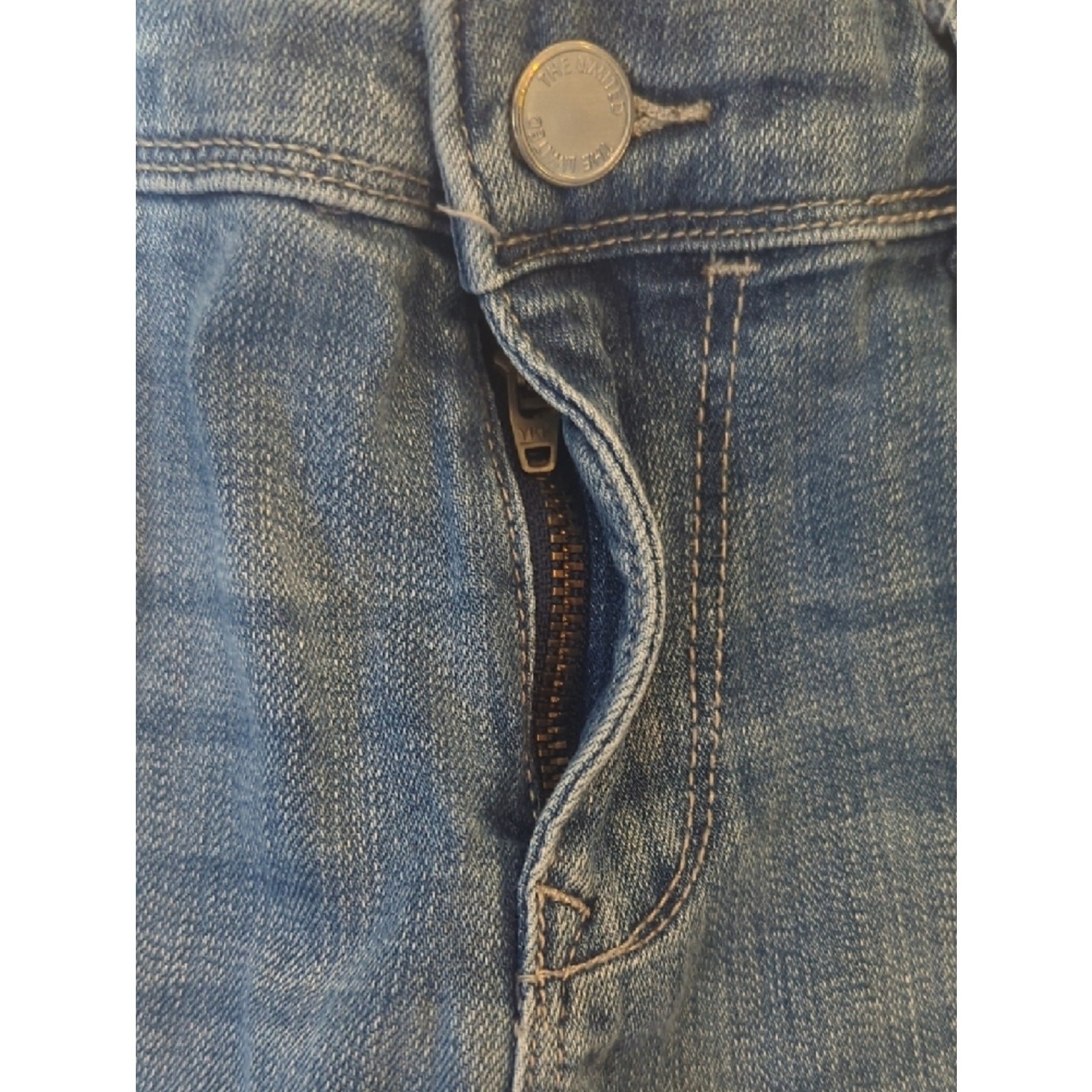 The Limited Light Wash Patchwork Straight Leg Jeans Distressed Denim