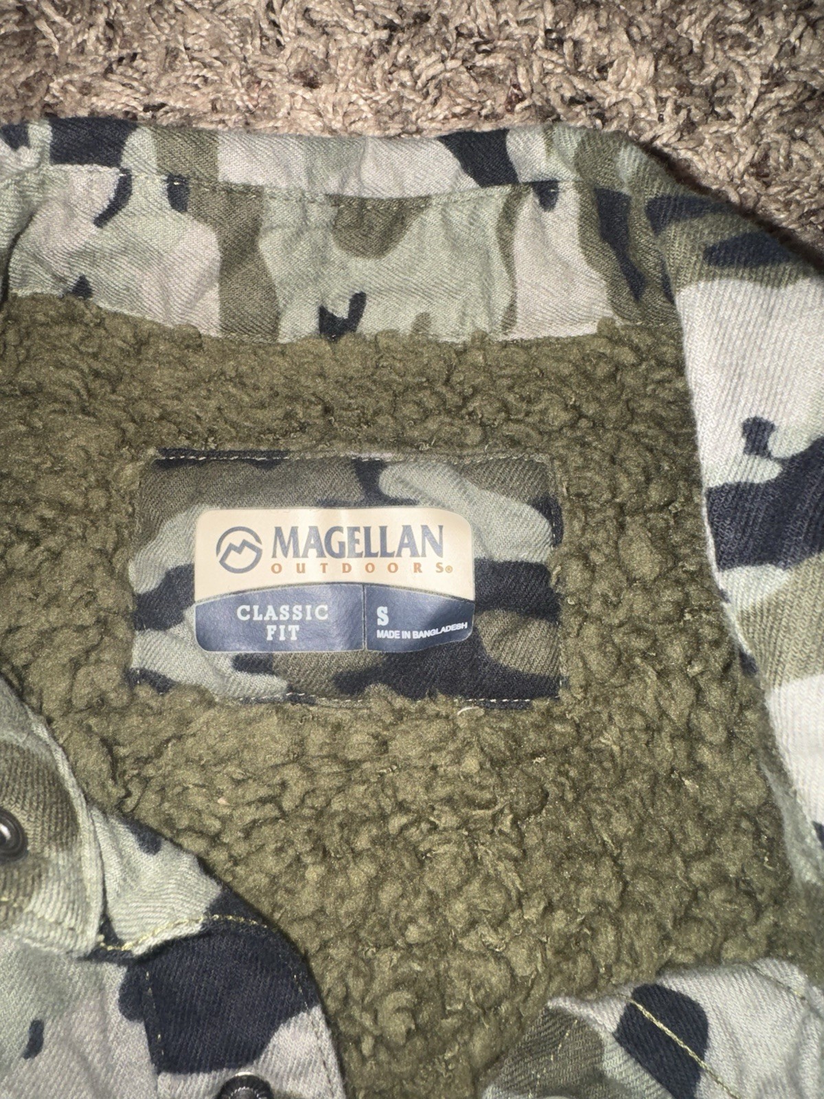 Magellan Classic Fit Camo Jacket (Size Small Men) Wool Lining Snap Button Front