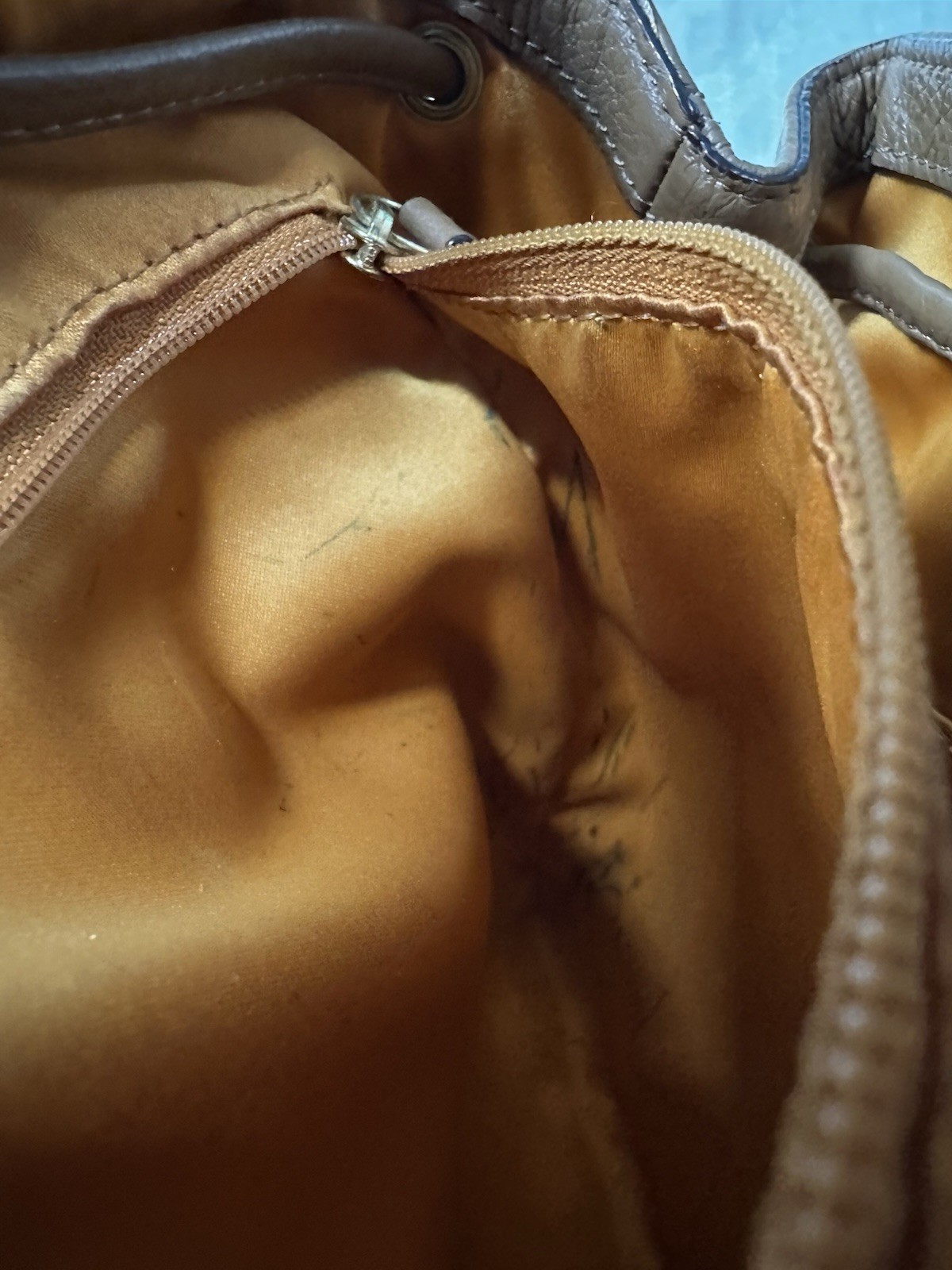 Vtg Coach Brown Pebbled Leather Medium Drawstring Backpack Shoulder Bag F24385