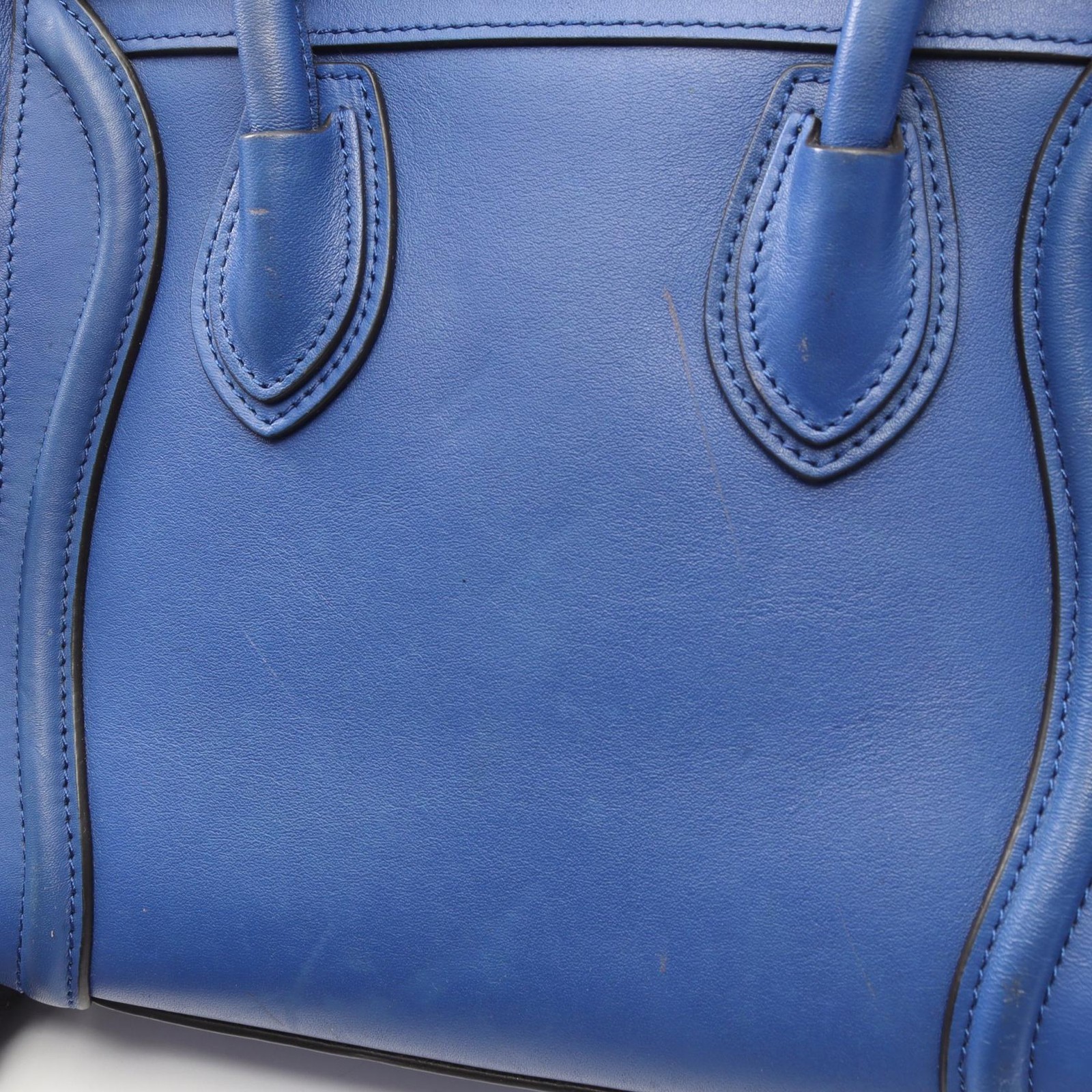 CELINE Luggage Nano Shopper Shoulder Crossbody Handbag 168243 leather Blue Used