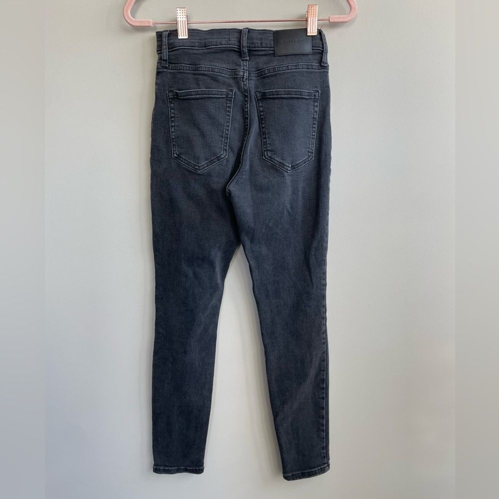 Everlane The High Rise Skinny Ankle Jean Button Fly Black Denim