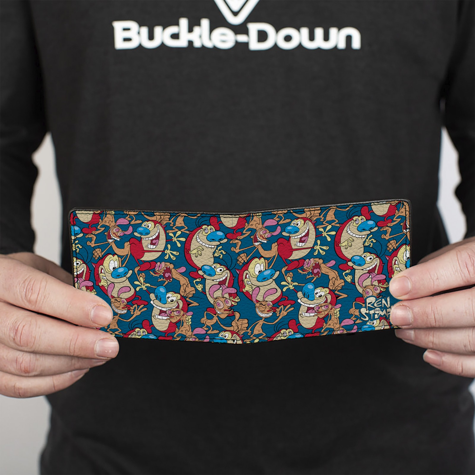 Bi-Fold Wallet REN AND STIMPY Multi-Pose Collage Blue
