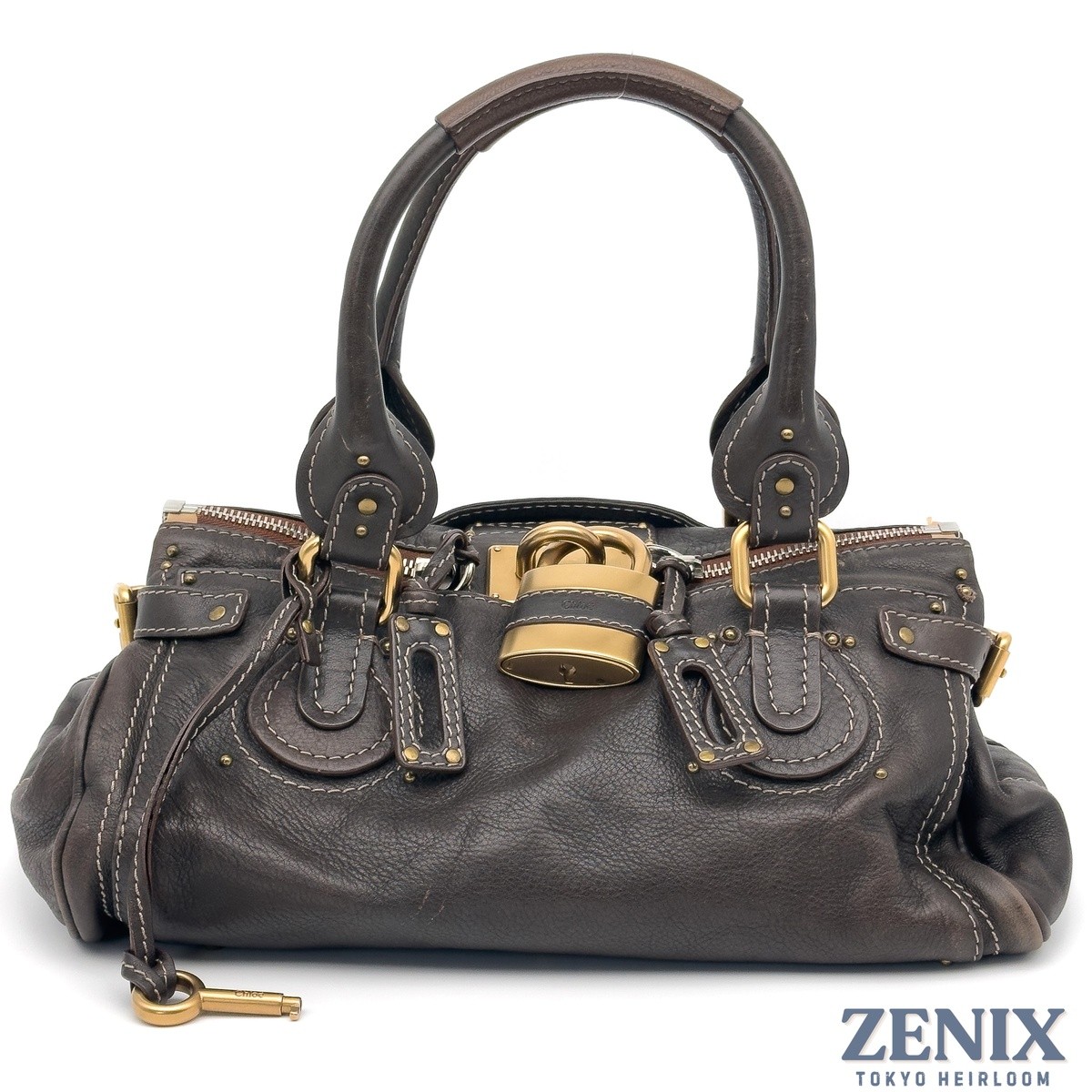 Chloe Paddington Chocolate Brown Leather Handbag Padlock Key Y2K Vintage Italy