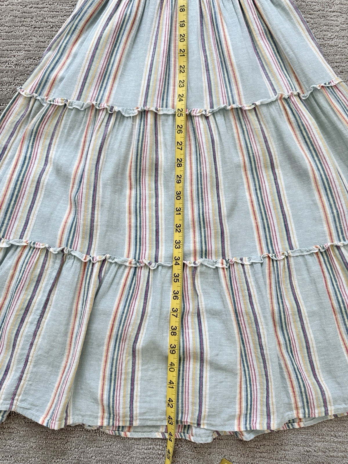 Rails Amellia Linen Blend Midi Dress Striped Smocked Tiered Size S Bohemian