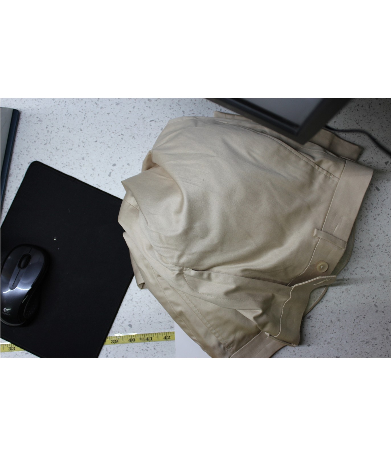 bar III Mens Solid Stretch Straight Leg Slacks Dress Pants, beige, 30W x 30L