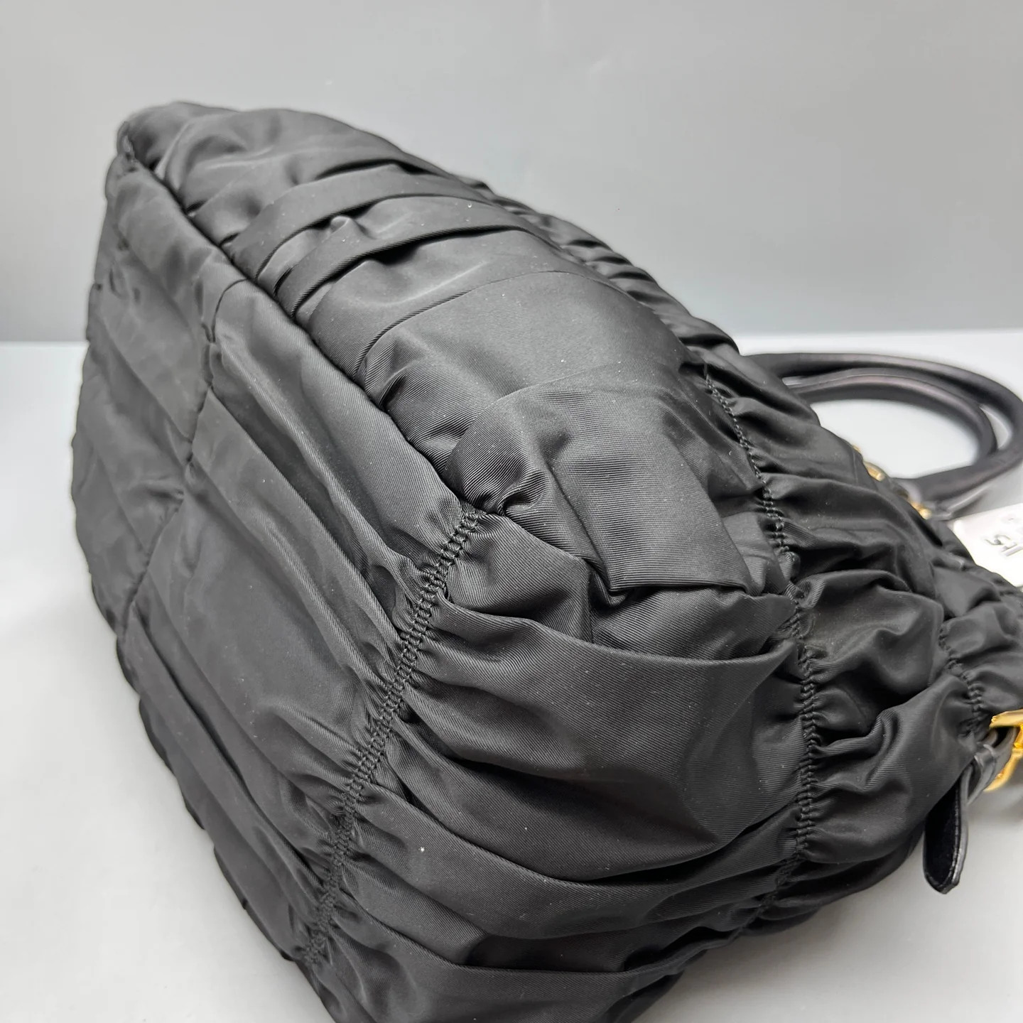 Prada Gaufre Medium Gaufre Buckle Satchel Black Tessuto Nylon (ws051326c5r)