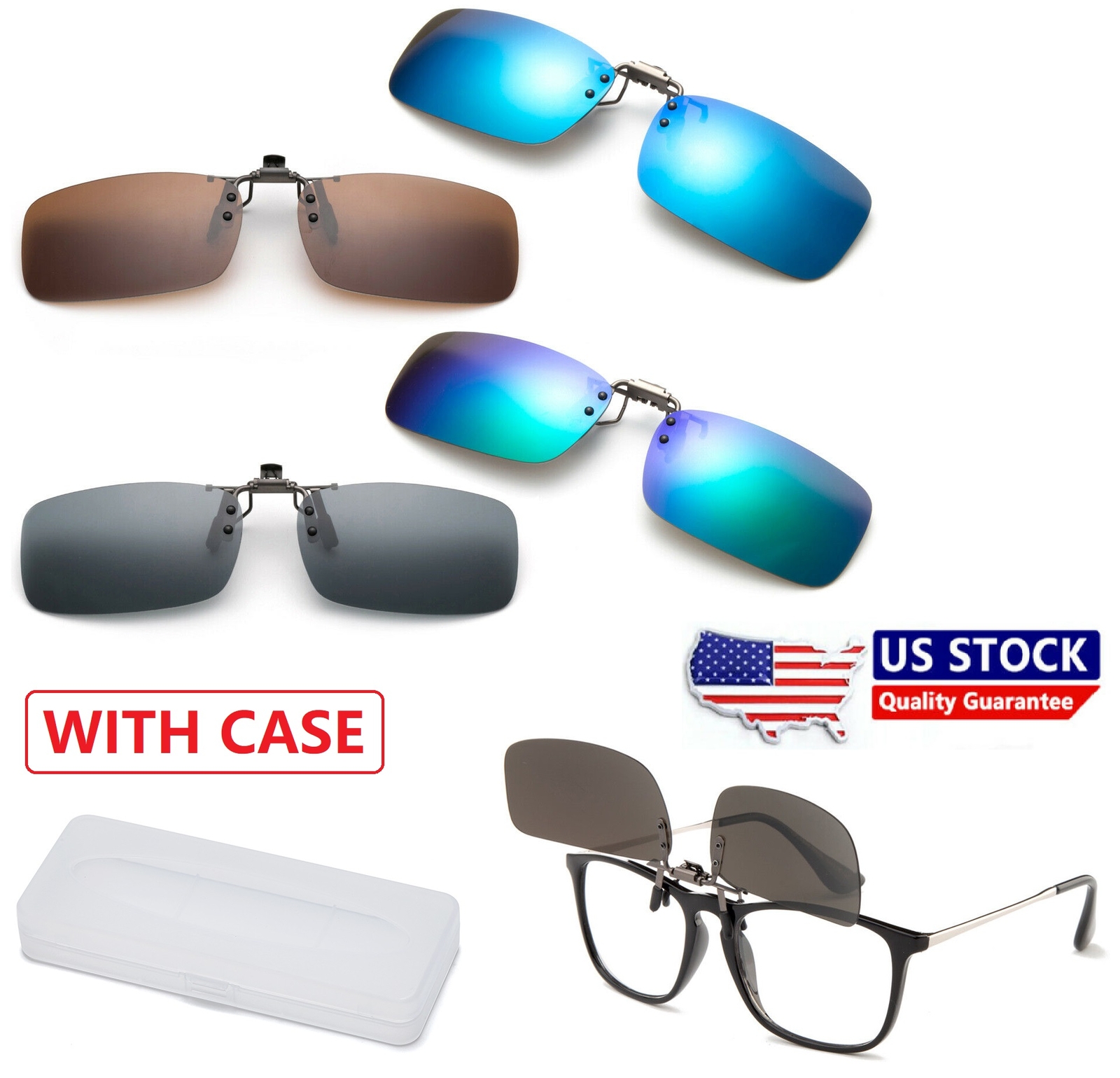 Polarized Flip Up Clip On Sunglasses Unisex 100% UV Protection Fishing Driving