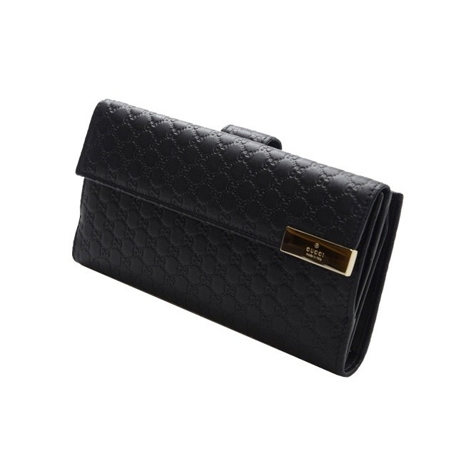 Gucci monogram embossed leather long fold wallet 7.48×1.4×3.9 in