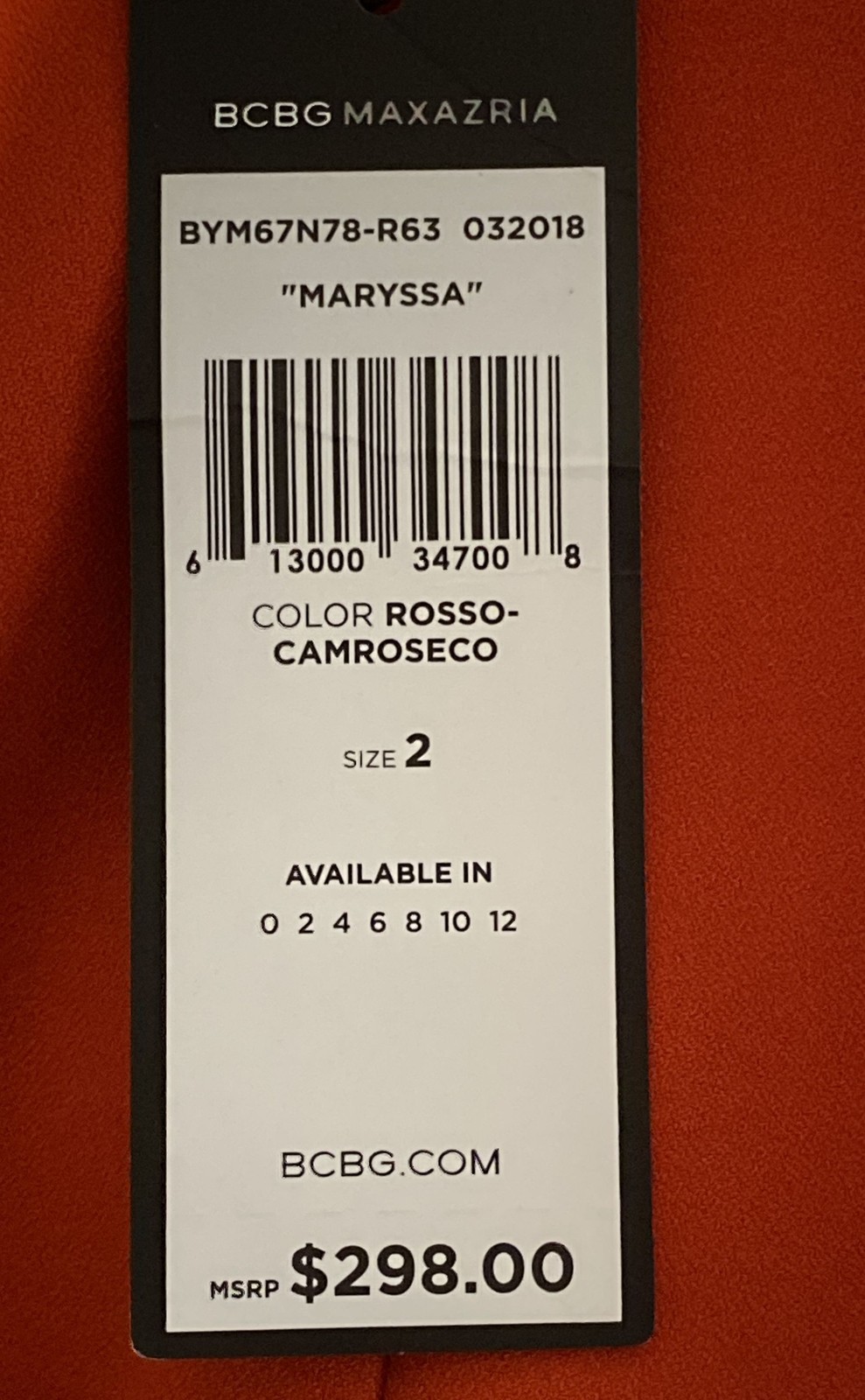 BCBG Max Azria Women’s Maryssa Cocktail Dress Rosso-Camroseco Sz 2 NWT