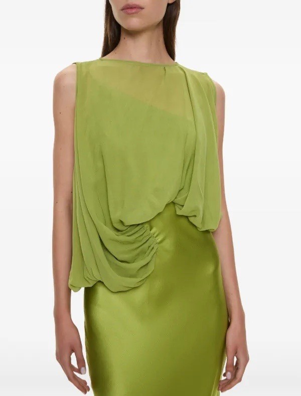 New Christopher Esber Cumulus Silk Midi Dress In Dypsis Green